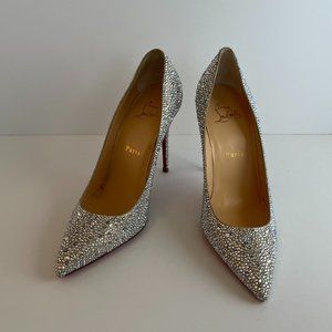 Christian Louboutin Kate Strass 100 Suede Metal Version Platine/Multi 37.5